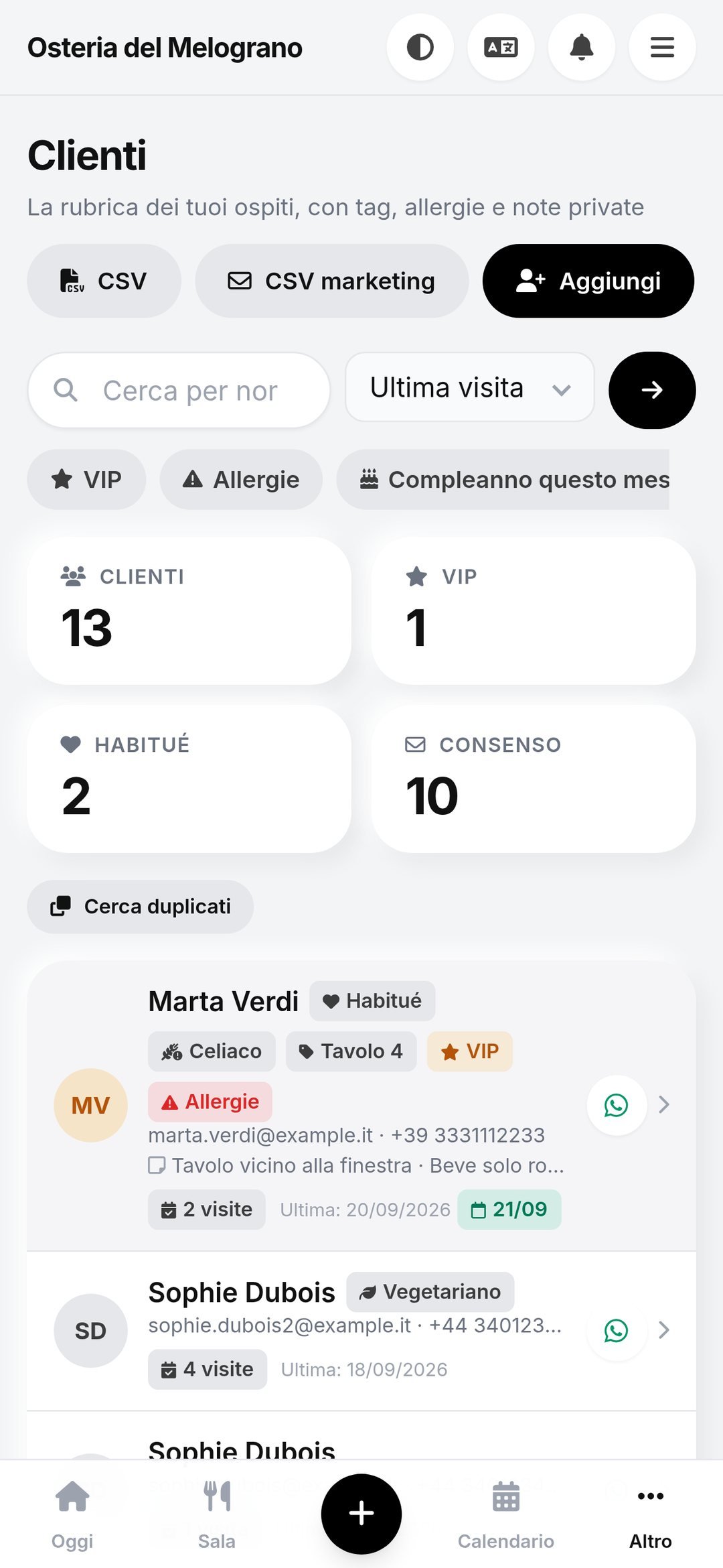 Clienti in Tavolium