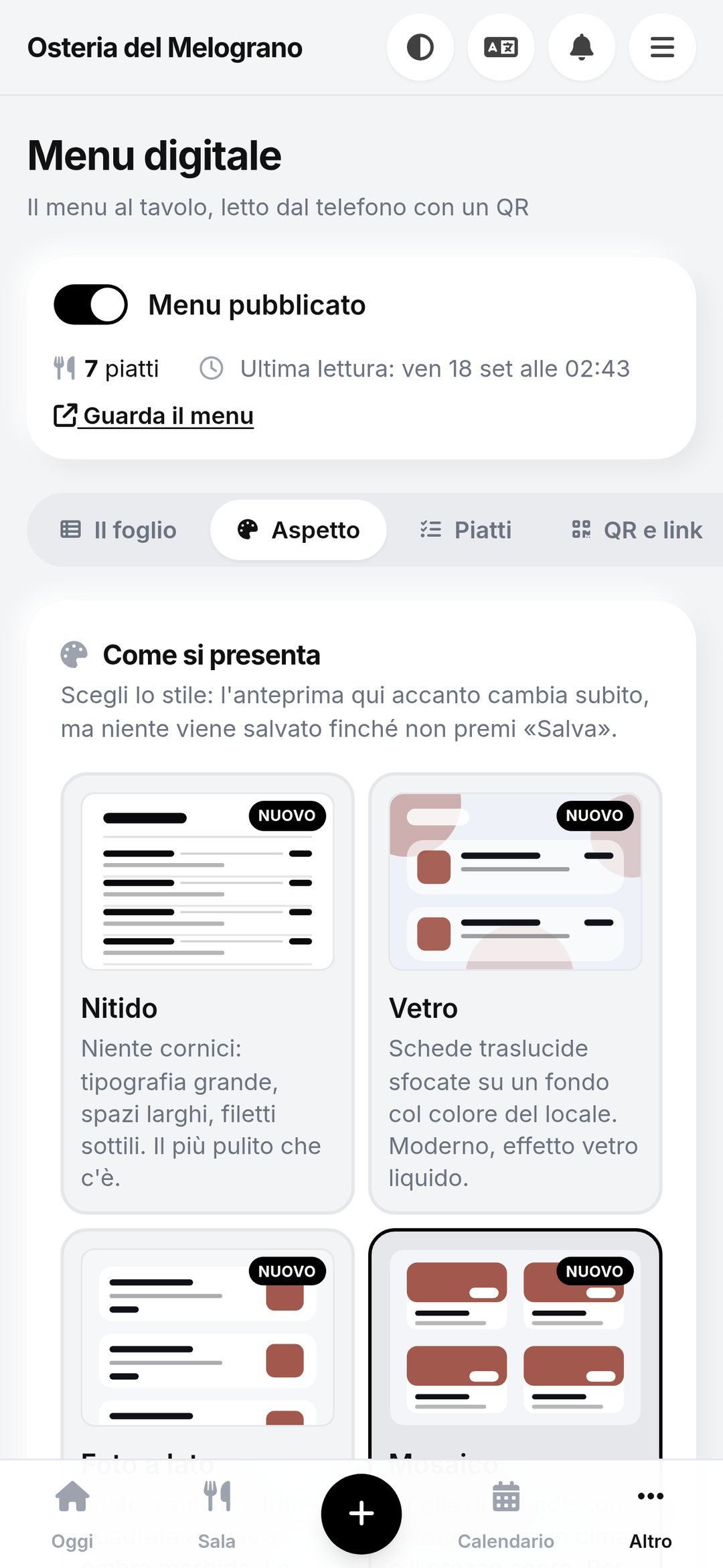 Menu digitale e menu del giorno in Tavolium